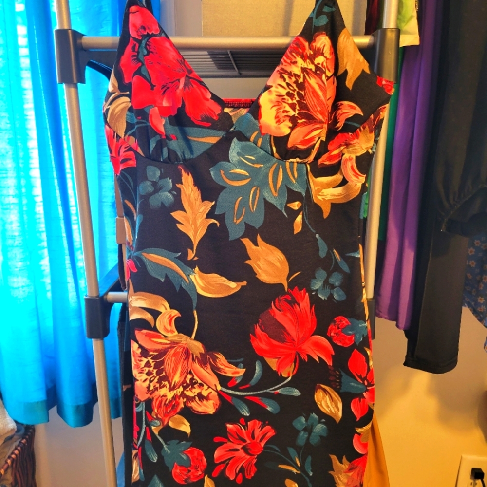 Dress-mini,medium,colorful/flower pattern - Picture 3 of 3